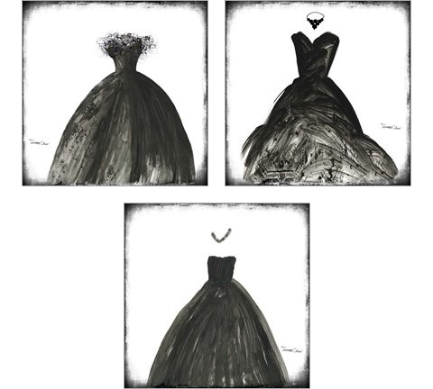 Black Dress 3 Piece Art Print Set by Tamara Cohen