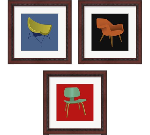 Mid Century Chair 3 Piece Framed Art Print Set by Posters International Studio