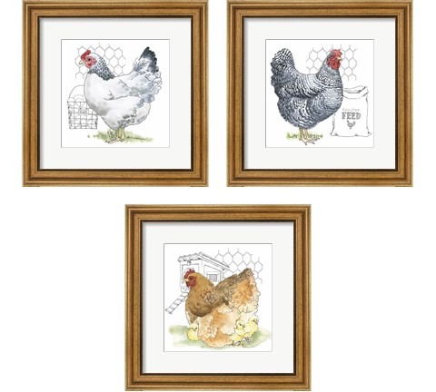 Fun at the Coop 3 Piece Framed Art Print Set by Beth Grove
