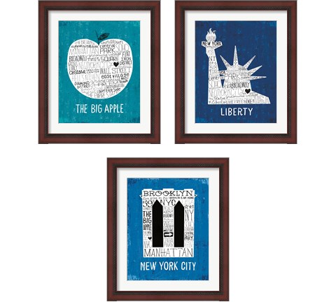 Iconic NYC 3 Piece Framed Art Print Set by Michael Mullan
