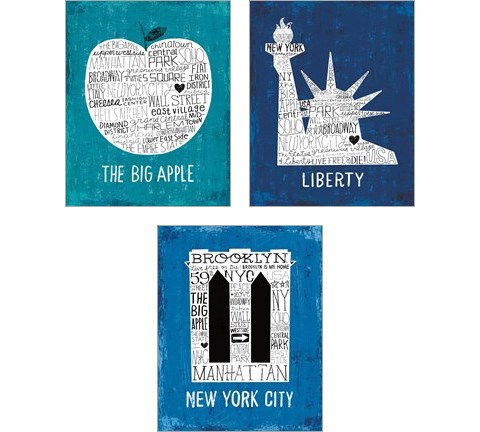 Iconic NYC 3 Piece Art Print Set by Michael Mullan