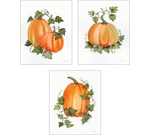 Pumpkin and Vines 3 Piece Art Print Set by Kathleen Parr McKenna
