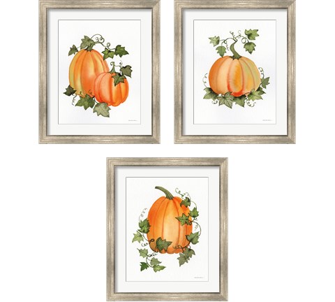 Pumpkin and Vines 3 Piece Framed Art Print Set by Kathleen Parr McKenna