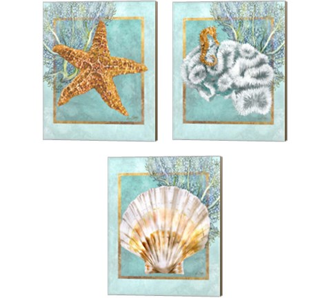 Coral and Seahorse 3 Piece Canvas Print Set by Lori Shory
