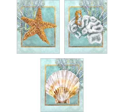 Coral and Seahorse 3 Piece Art Print Set by Lori Shory