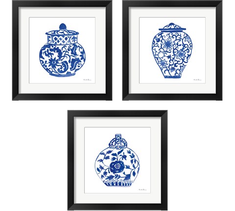 Chinoiserie  3 Piece Framed Art Print Set by Farida Zaman