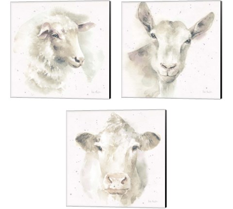 Farm Friends Neutral 3 Piece Canvas Print Set by Lisa Audit