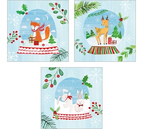 Snow Globe Animals 3 Piece Art Print Set by Farida Zaman