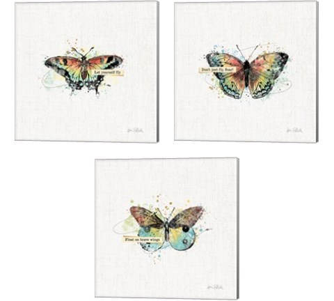 Thoughtful Butterflies 3 Piece Canvas Print Set by Katie Pertiet