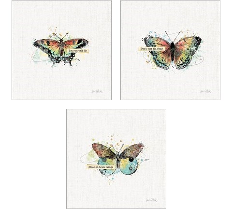 Thoughtful Butterflies 3 Piece Art Print Set by Katie Pertiet