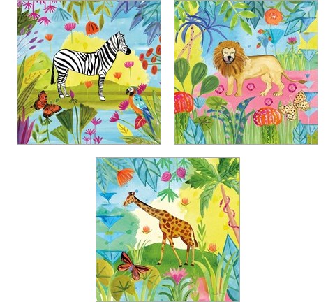 The Big Jungle 3 Piece Art Print Set by Farida Zaman