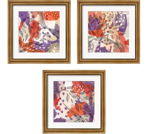 Bright Life Red Yellow 3 Piece Framed Art Print Set by Mary Urban