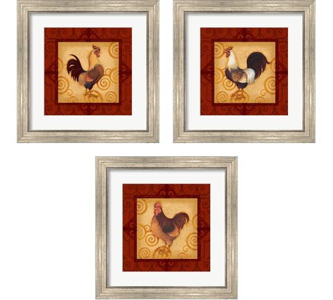 Decorative Rooster 3 Piece Framed Art Print Set by Vivian Eisner