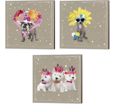 Fancypants Wacky Dogs 3 Piece Canvas Print Set by Hammond Gower