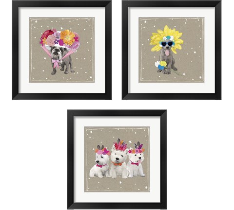 Fancypants Wacky Dogs 3 Piece Framed Art Print Set by Hammond Gower