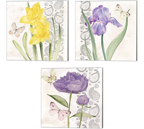 Flowers & Lace 3 Piece Canvas Print Set by Jennifer Parker