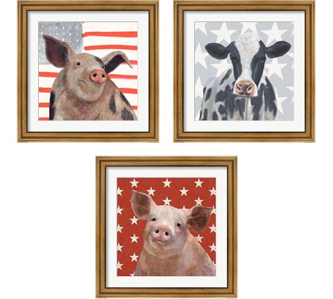 Patriotic Farm 3 Piece Framed Art Print Set by Victoria Borges