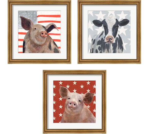 Patriotic Farm 3 Piece Framed Art Print Set by Victoria Borges