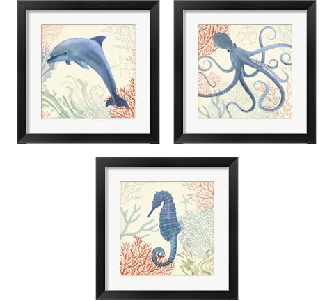 Underwater Whimsy 3 Piece Framed Art Print Set by Victoria Borges