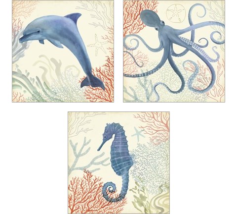 Underwater Whimsy 3 Piece Art Print Set by Victoria Borges