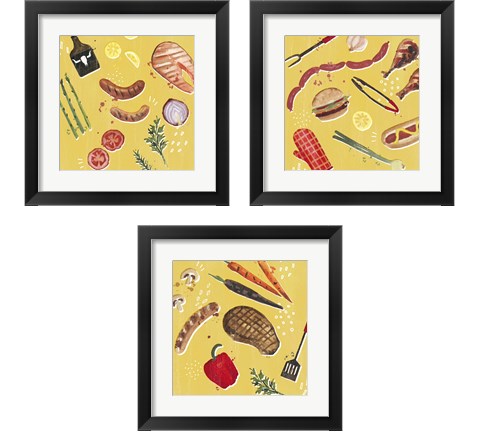 Throw it on the Grill 3 Piece Framed Art Print Set by Victoria Borges