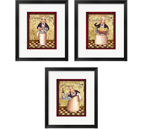 Chefs Bon Appetit 3 Piece Framed Art Print Set by Vivian Eisner