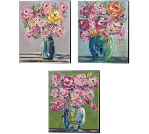 Feisty Floral 3 Piece Canvas Print Set by Regina Moore