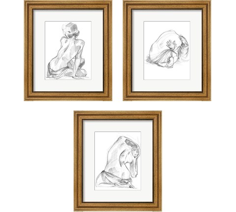 Sitting Pose 3 Piece Framed Art Print Set by Jennifer Parker