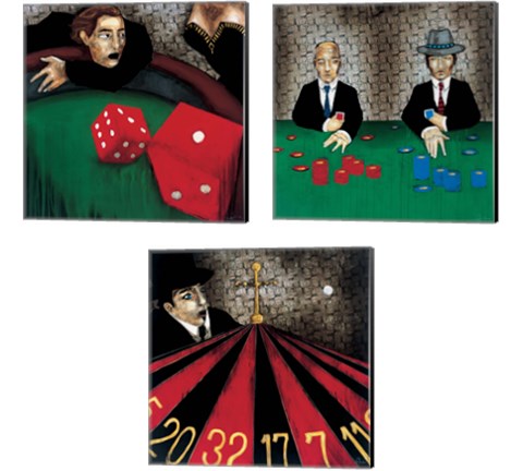 Table Games 3 Piece Canvas Print Set by KC Haxton