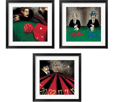 Table Games 3 Piece Framed Art Print Set by KC Haxton