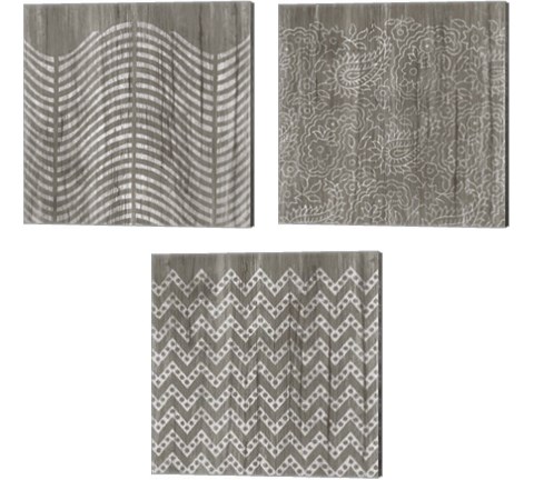 Weathered Wood Patterns 3 Piece Canvas Print Set by June Erica Vess