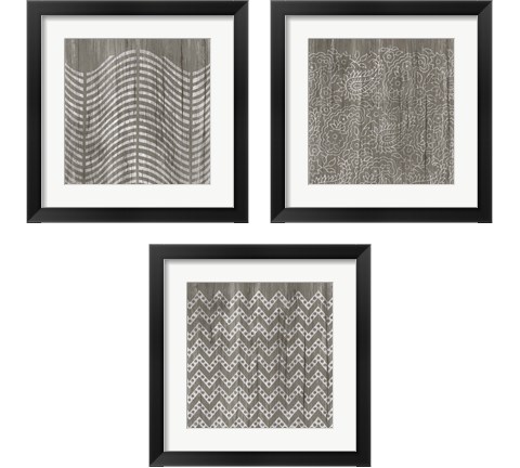 Weathered Wood Patterns 3 Piece Framed Art Print Set by June Erica Vess