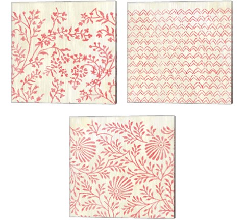 Weathered Patterns in Red 3 Piece Canvas Print Set by June Erica Vess