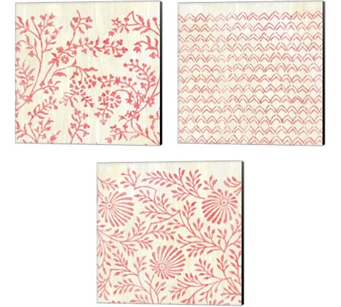 Weathered Patterns in Red 3 Piece Canvas Print Set by June Erica Vess