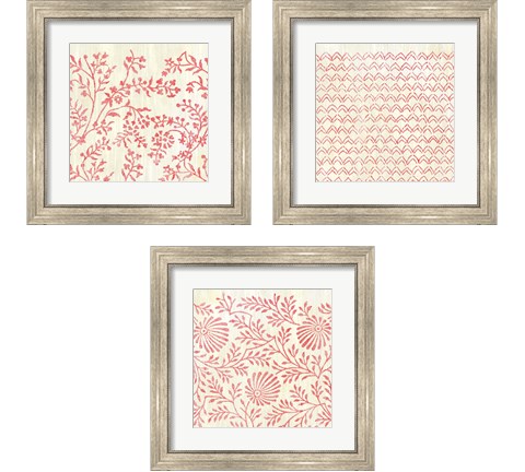 Weathered Patterns in Red 3 Piece Framed Art Print Set by June Erica Vess