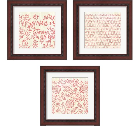 Weathered Patterns in Red 3 Piece Framed Art Print Set by June Erica Vess