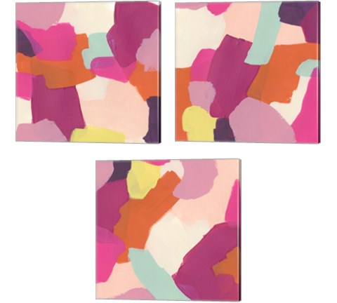 Pink Slip 3 Piece Canvas Print Set by June Erica Vess