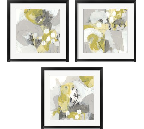 Citron Mist 3 Piece Framed Art Print Set by June Erica Vess