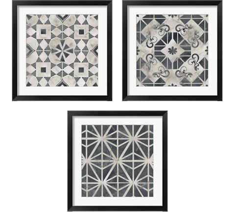 Neutral Tile Collection 3 Piece Framed Art Print Set by June Erica Vess