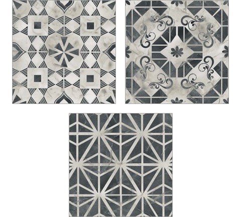 Neutral Tile Collection 3 Piece Art Print Set by June Erica Vess