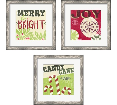 Let's Get Jolly 3 Piece Framed Art Print Set by June Erica Vess