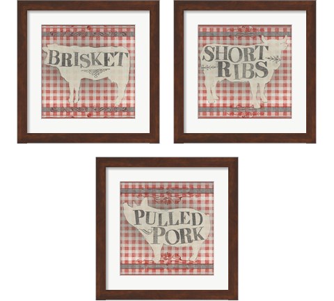 Gingham BBQ 3 Piece Framed Art Print Set by June Erica Vess