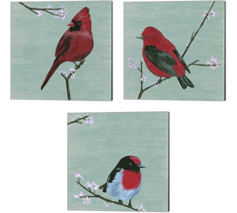 Bird & Blossoms 3 Piece Canvas Print Set by Melissa Wang