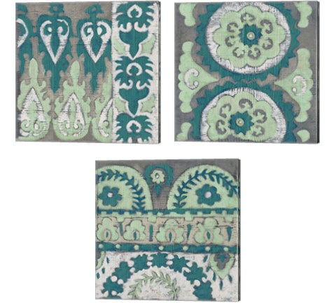 Teal Tapestry 3 Piece Canvas Print Set by Chariklia Zarris
