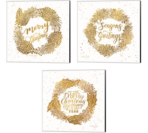 Merry Christmas 3 Piece Canvas Print Set by Cindy Jacobs