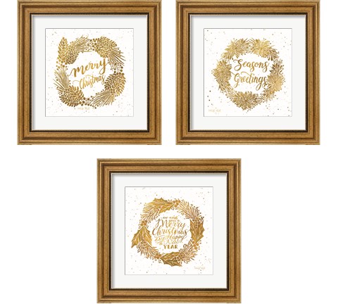 Merry Christmas 3 Piece Framed Art Print Set by Cindy Jacobs