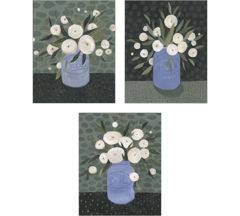 Mason Jar Bouquet 3 Piece Art Print Set by Emma Scarvey