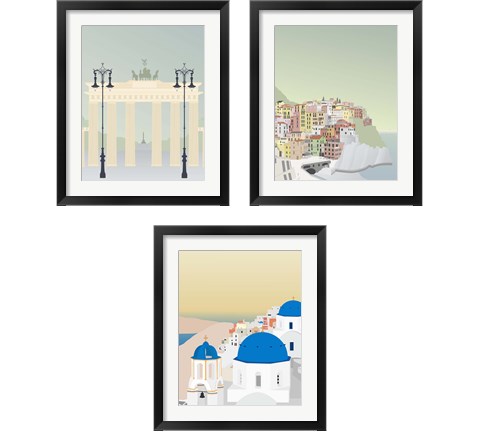 Travel Europe 3 Piece Framed Art Print Set by Gurli Soerensen