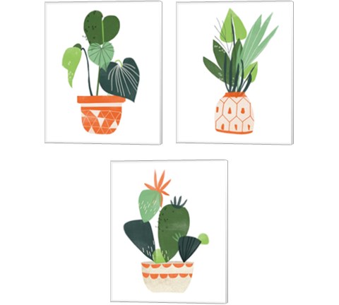 Happy Plants 3 Piece Canvas Print Set by June Erica Vess