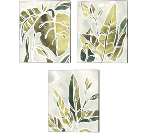 Batik Leaves 3 Piece Canvas Print Set by June Erica Vess